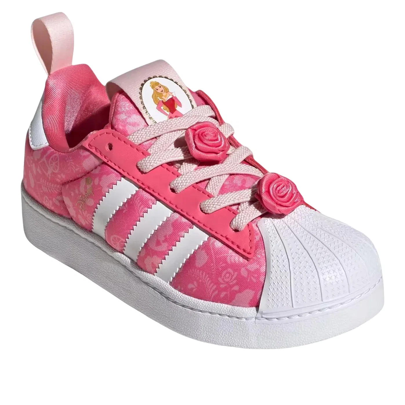 Детские кроссовки с сатиновым верхом Disney Princess Superstar Quick On 'Pink White' adidas, Pink / White / Gold Metallic — фото 3