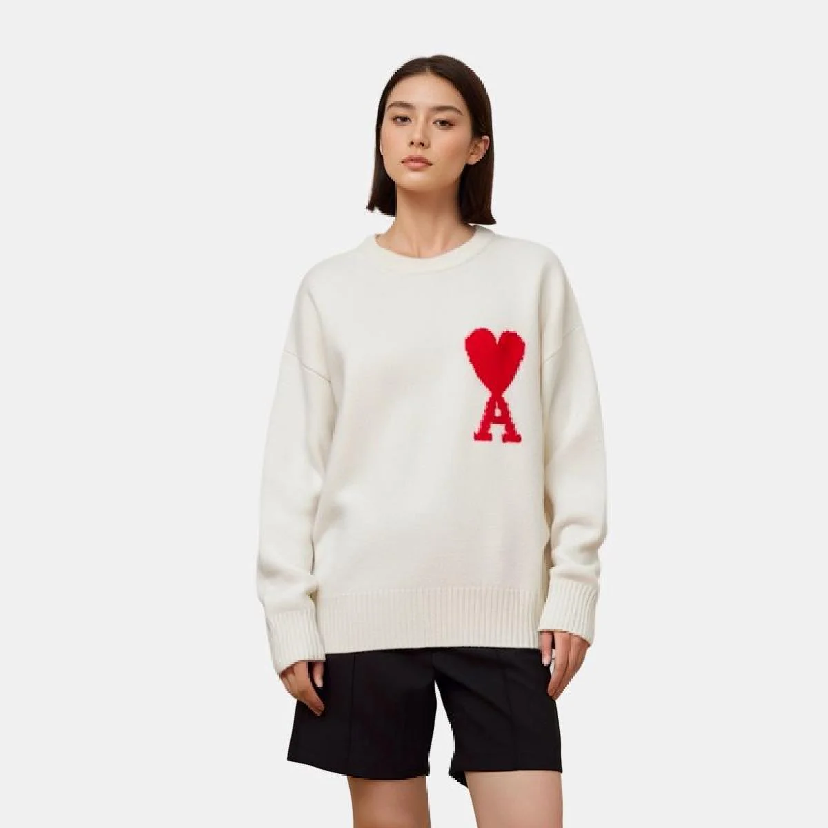 Свитер Ami Paris Logo Wool, молочный — фото 2