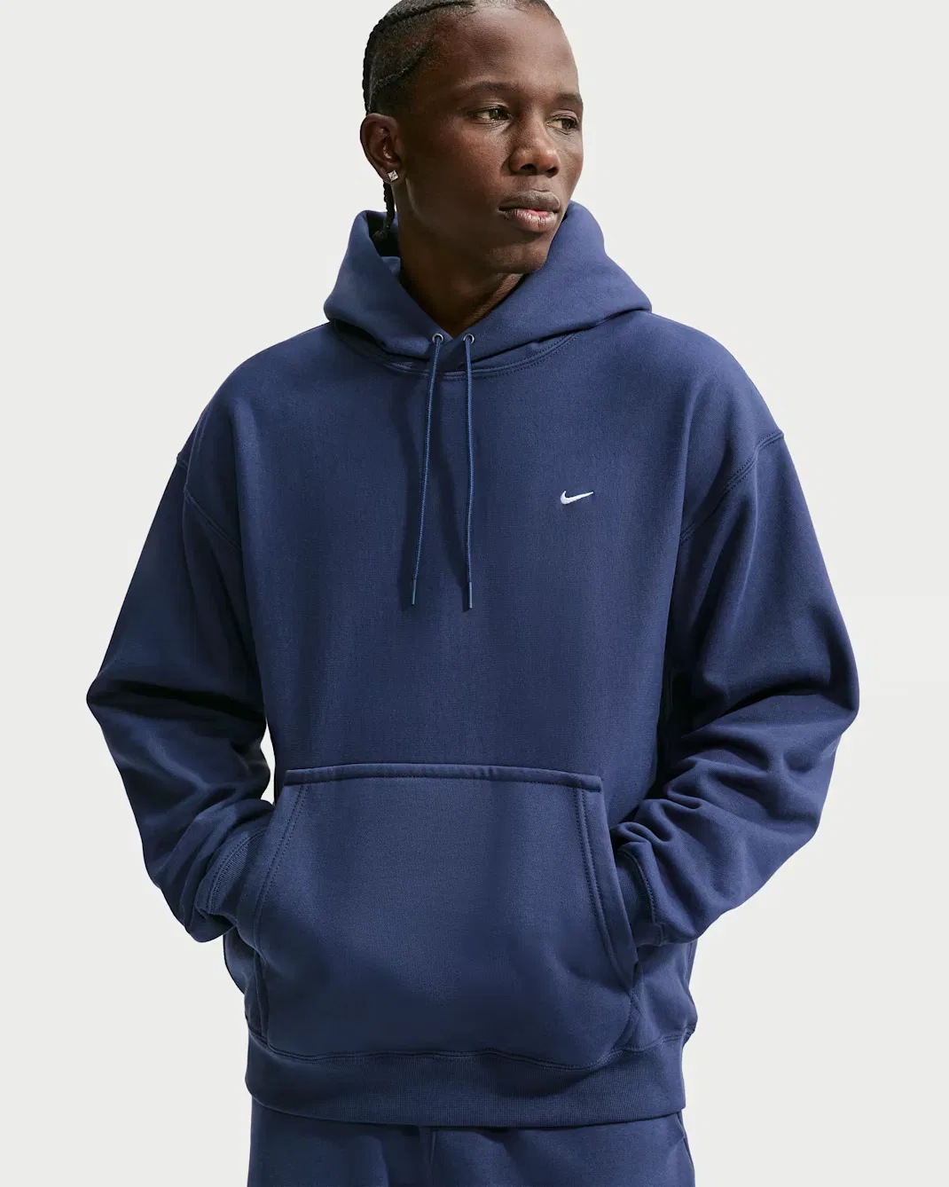 Мужская толстовка с капюшоном Nike Solo Swoosh, Midnight Navy/Midnight Navy/White