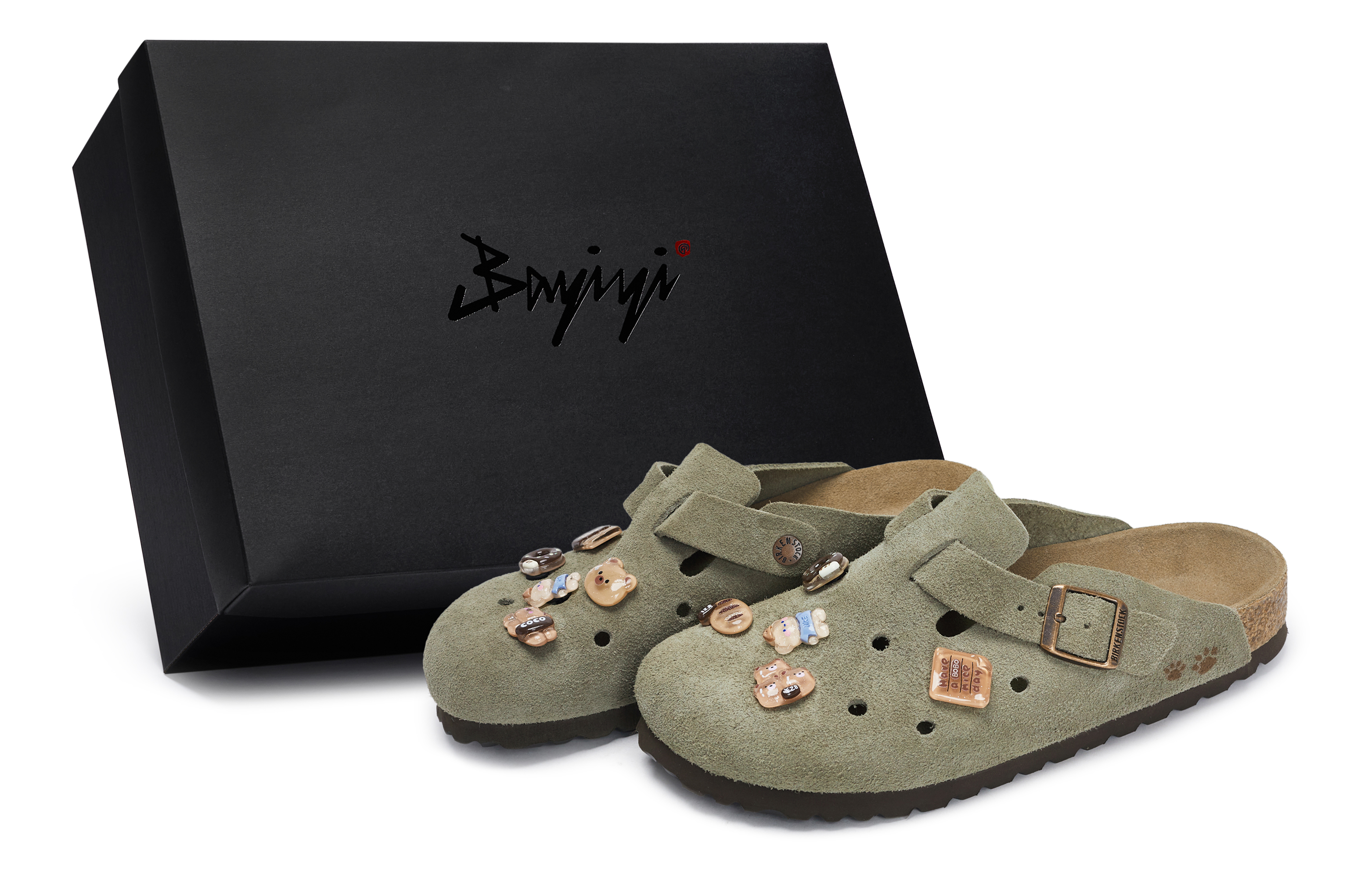 Birkenstock Сандалии Boston Soft Footbed с закрытым носком, унисекс, серо-коричневые