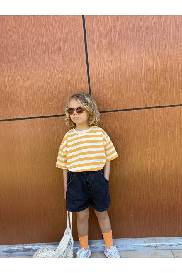 Детская футболка с длинным рукавом в полоску Padri Kids, Yellow — фото 2