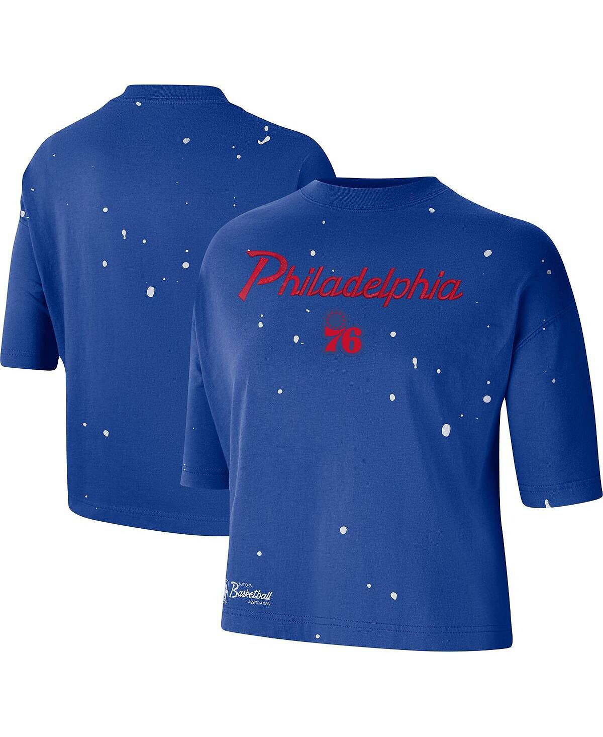 

Женская укороченная футболка royal philadelphia 76ers courtside splatter Nike, Синий, Женская укороченная футболка royal philadelphia 76ers courtside splatter Nike