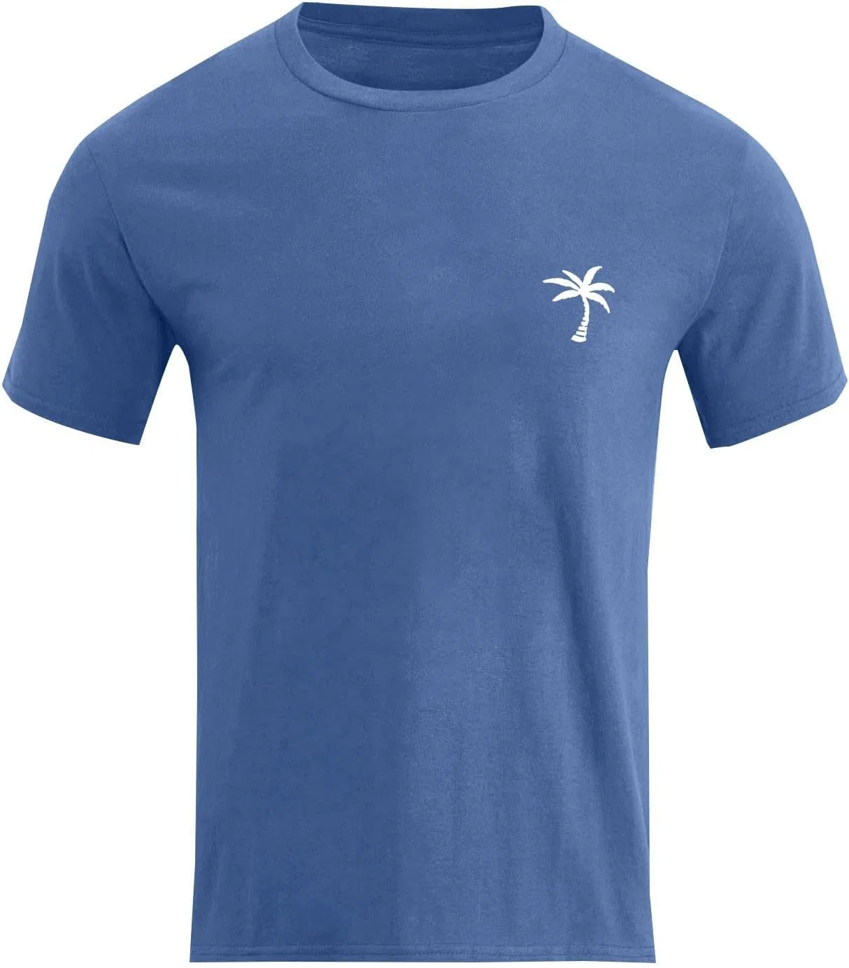 Мужская футболка с принтом пальмы, Crew Neck, Light Blue — фото 4