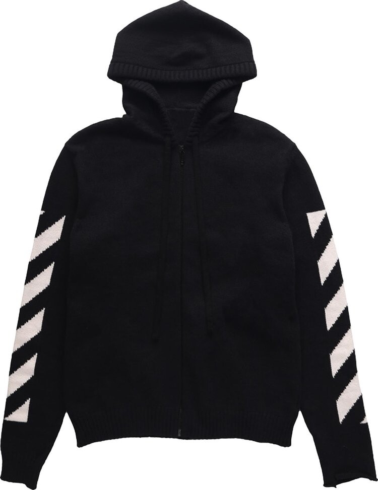 

Худи Off-White Diag Arrow Knit Zip Hoodie 'Black/White', черный