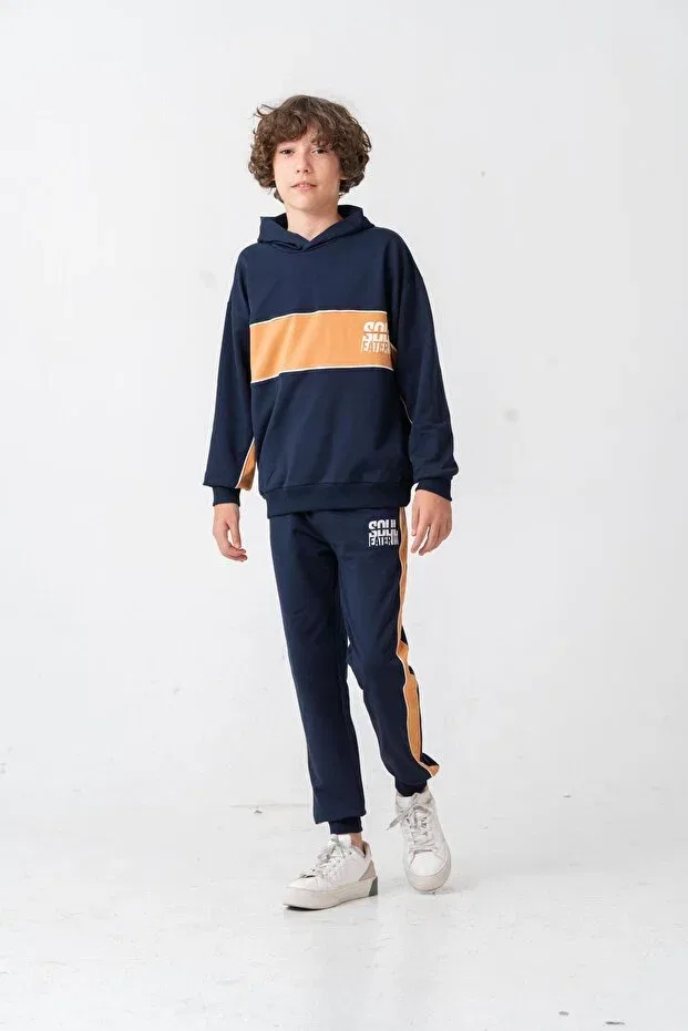 Детский спортивный комплект для мальчиков с принтом Soul Fater Great Mental Attitude Mışıl Kids, Navy Blue