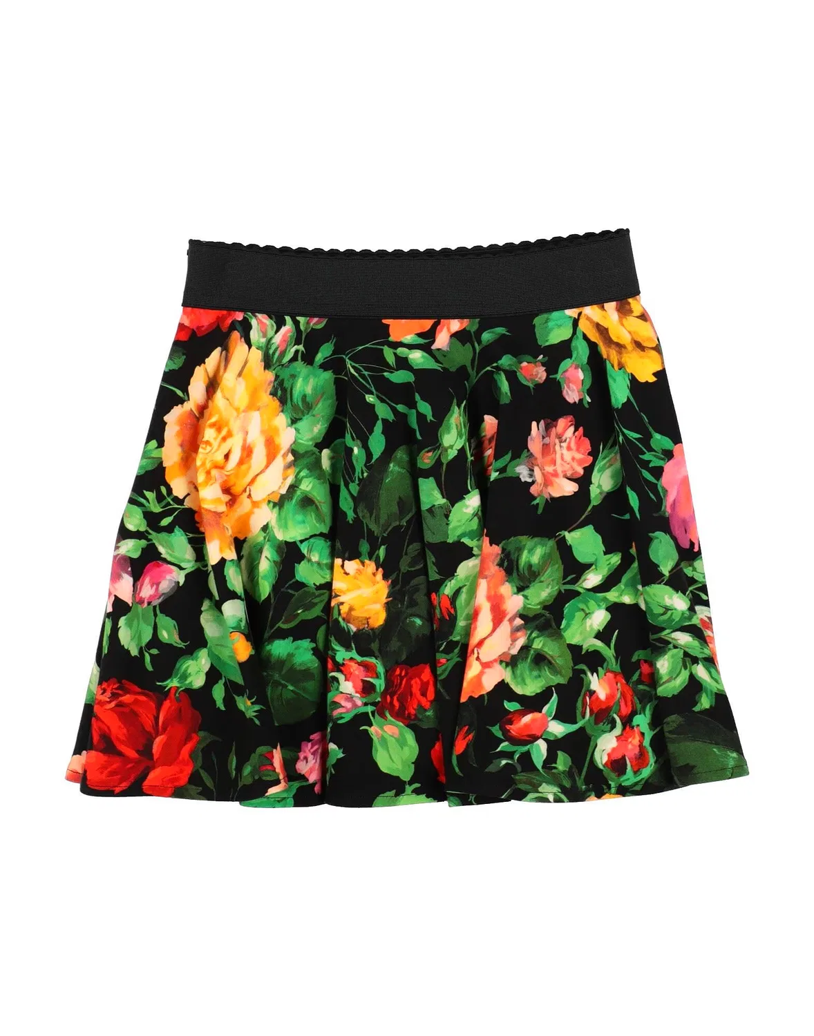 Детская юбка для девочек с цветочным принтом Dolce&Gabbana, черный — фото 2