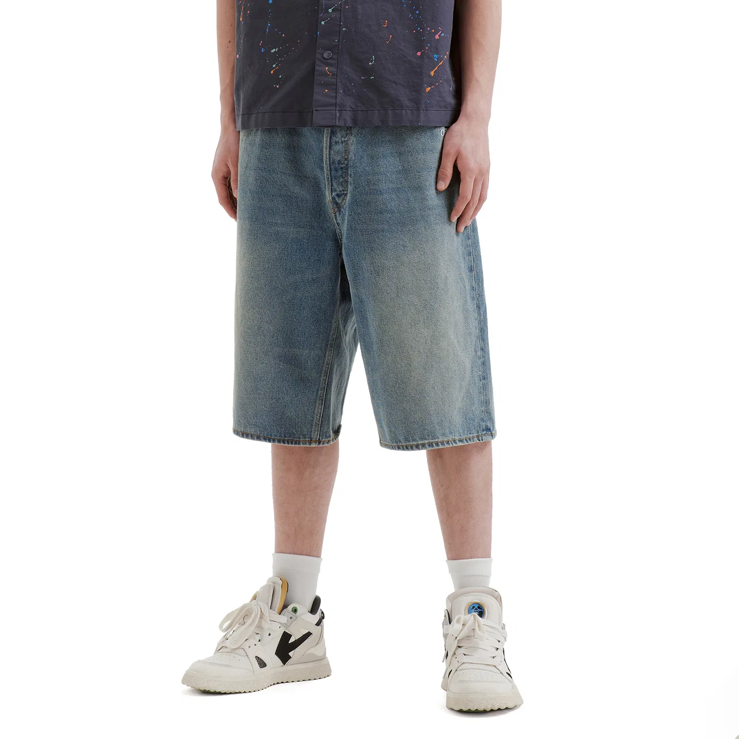 Детские джинсовые шорты свободного кроя Colorful Blue OFF-WHITE — фото 4