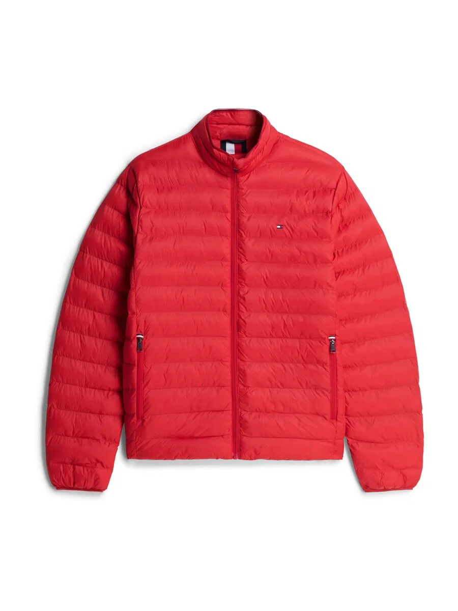 Куртка TOMMY HILFIGER Between-Season Jacket 'Packable Flag Embroidery Padded' красного цвета