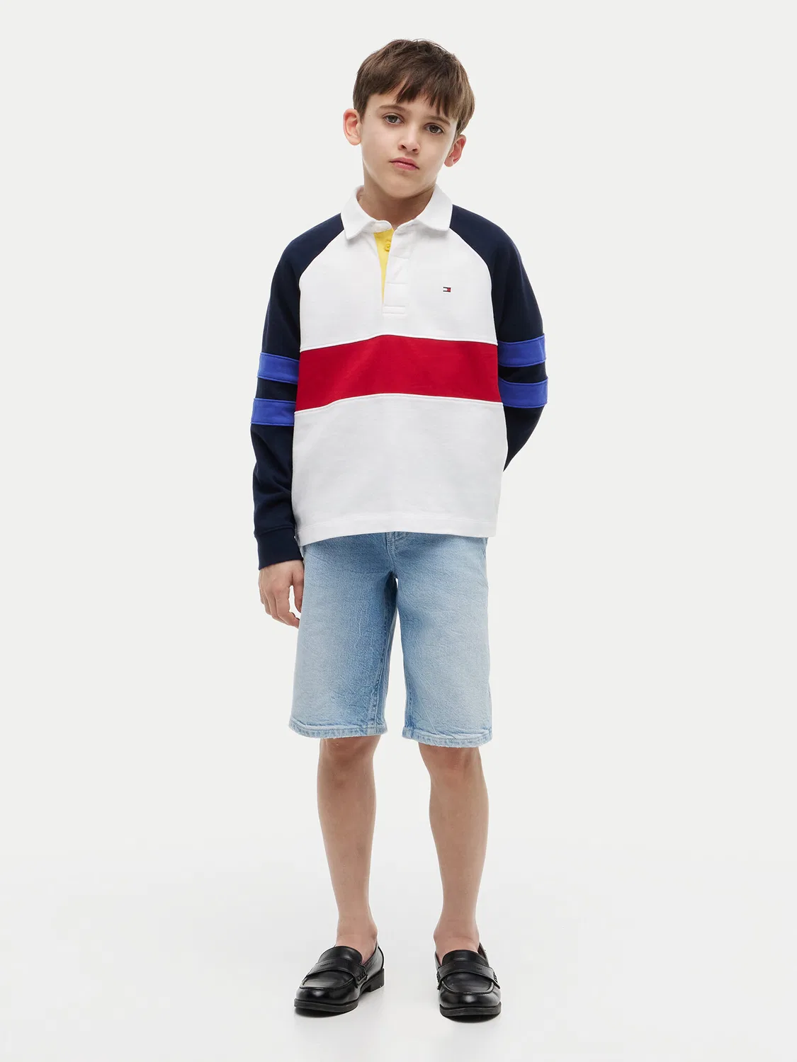 Поло стандартного кроя для мальчика Colourblock Tommy Hilfiger, белый — фото 2