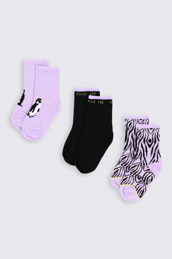 

Комплект носков Coccodrillo, 3 предмета, фиолетовый/черный