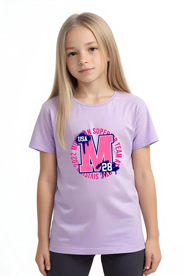 Детский комплект футболок для девочек с принтом bunny-generation-pink-m-mood Fyk Collection, Lilac Yellow White Pink Red — фото 2