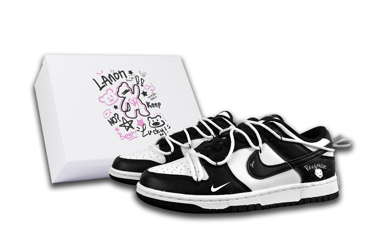 

Кроссовки Nike Dunk Skateboard Shoes Unisex Low-Top White, черный