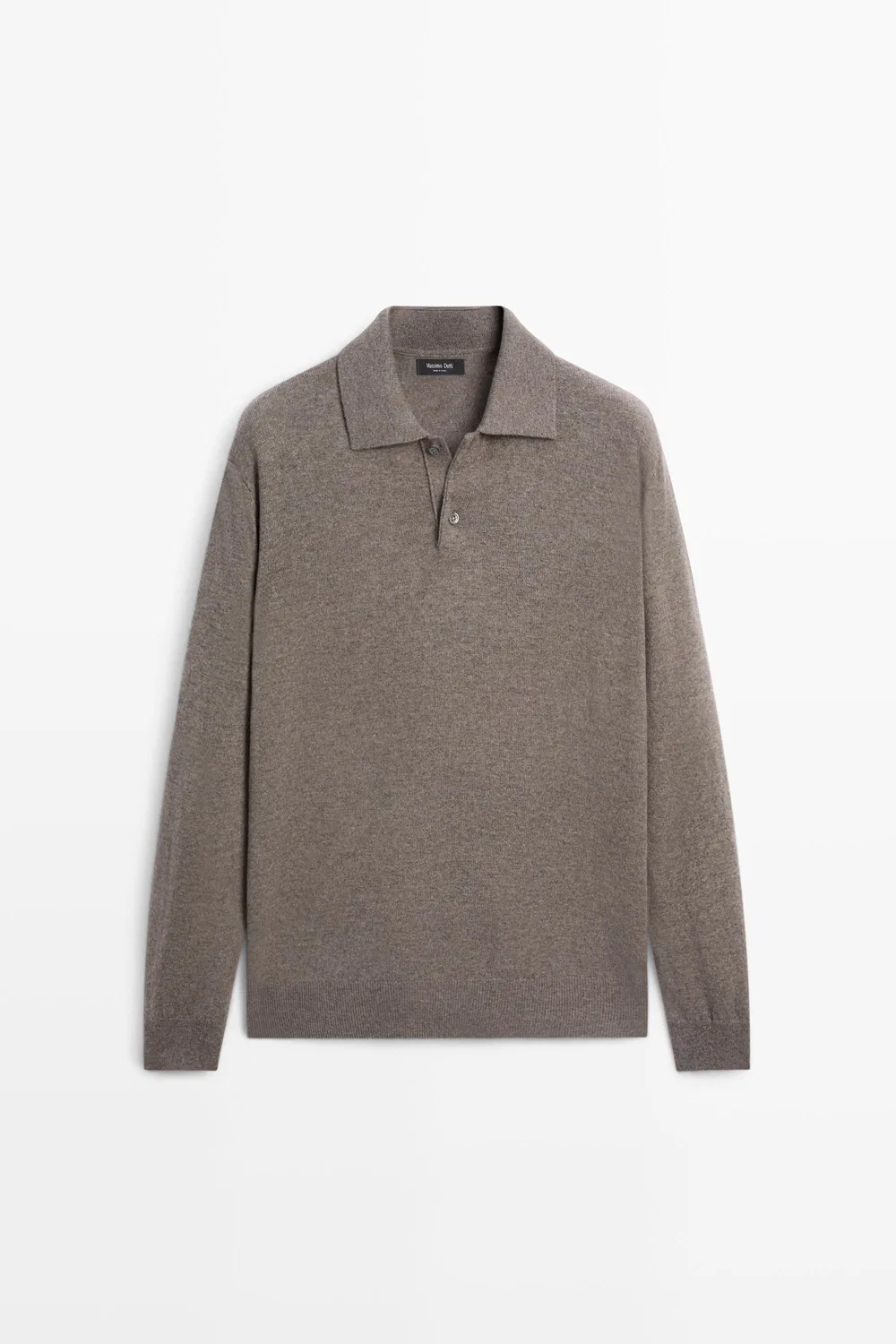 Поло-свитер Massimo Dutti Wool Blend Knit, темный хаки — фото 2