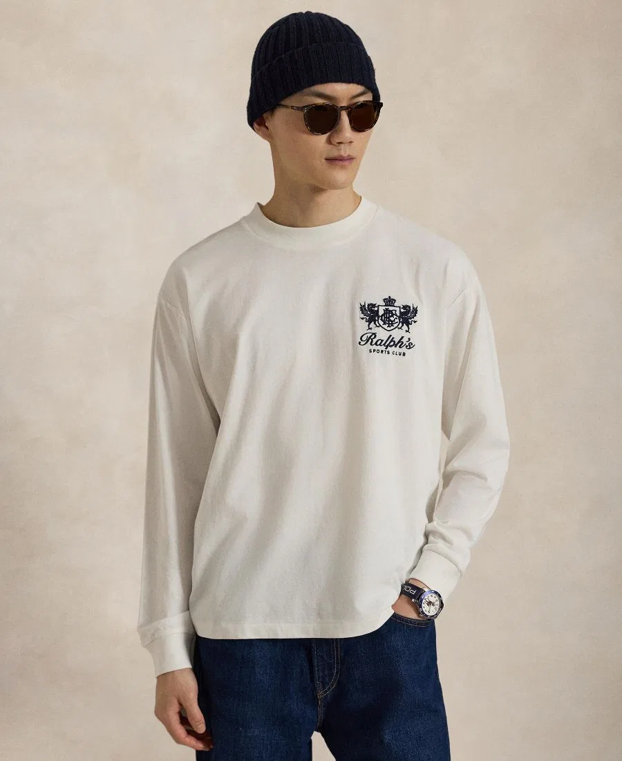 Футболка с длинным рукавом с вышивкой Polo Ralph Lauren, Trophy Cream — фото 3