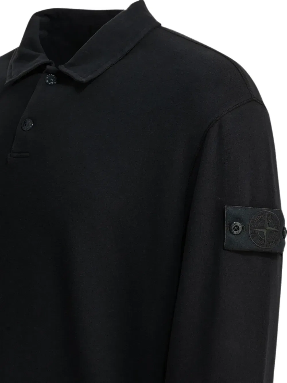 Рубашка-поло на пуговицах с нашивкой-логотипом Stone Island, черный — фото 3