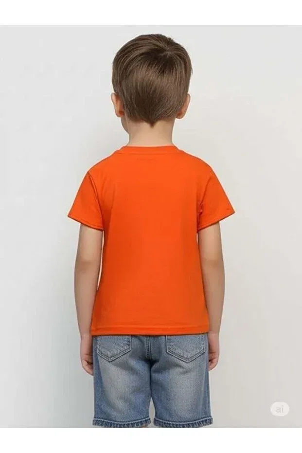 Детская футболка для мальчиков хлопковая Zekids, Orange — фото 4