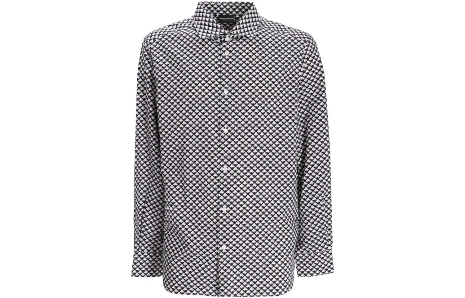 Мужская рубашка с длинным рукавом с принтом EMPORIO ARMANI, Black