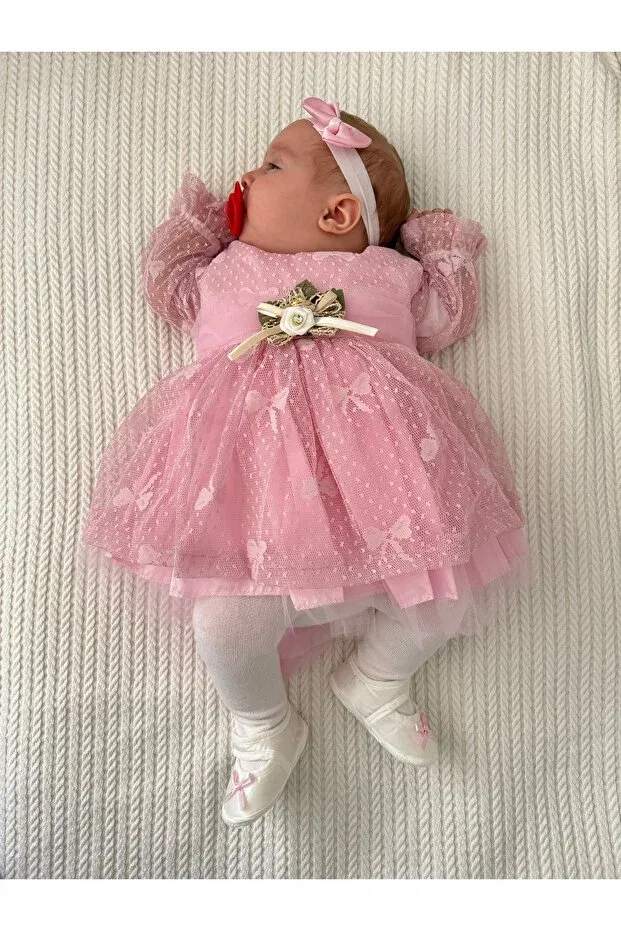 Детское платье для девочек с длинным рукавом (5 штук) Pileki Baby, Pink