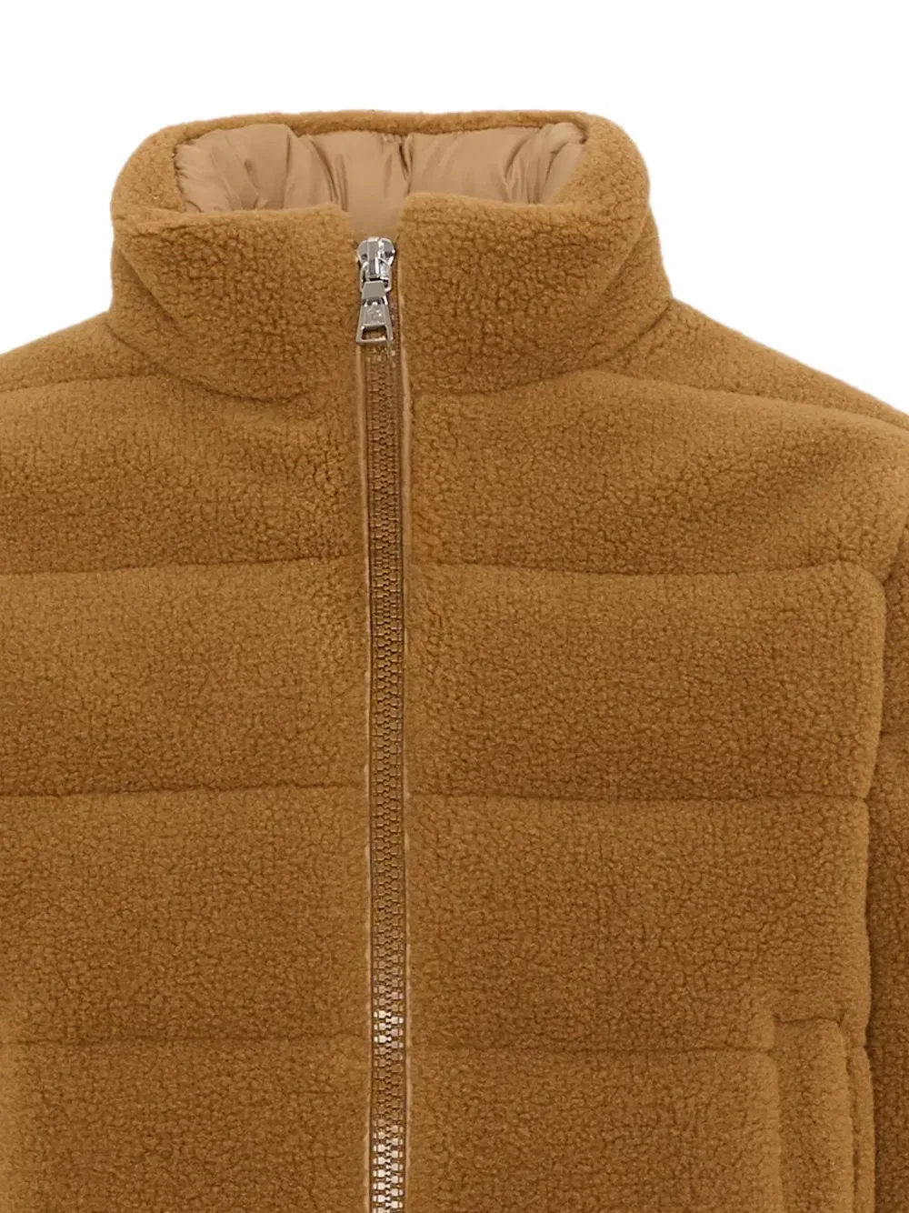 Стеганая куртка с эффектом овечьей шерсти Moncler Enfant, коричневый — фото 4