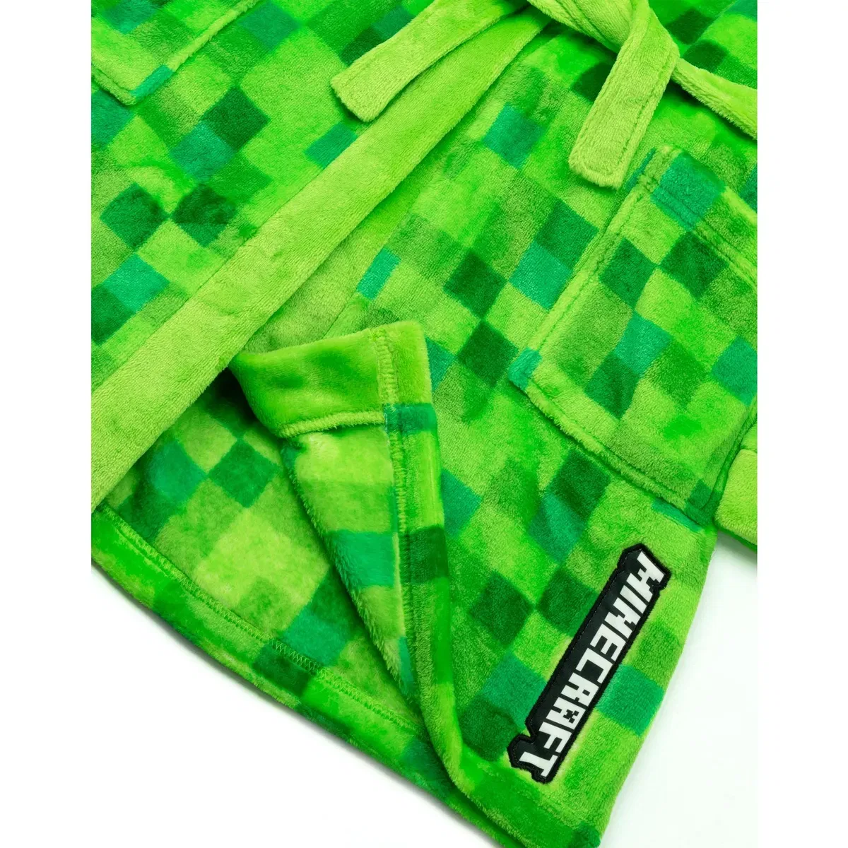 Детский халат с принтом Pixel Creeper Minecraft, Green — фото 4