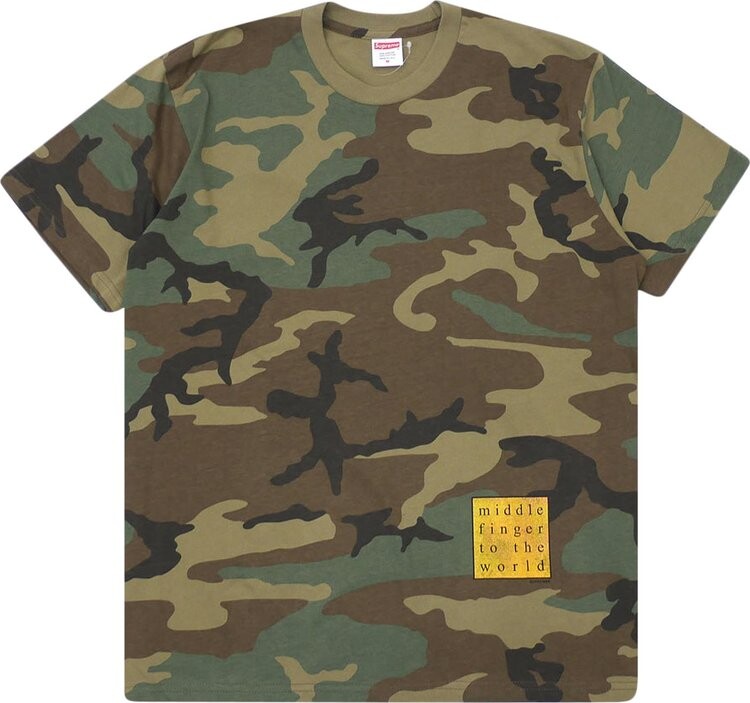 

Футболка Supreme Middle Finger to the World Tee 'Woodland Camo', разноцветный, Коричневый, Футболка Supreme Middle Finger to the World Tee 'Woodland Camo', разноцветный