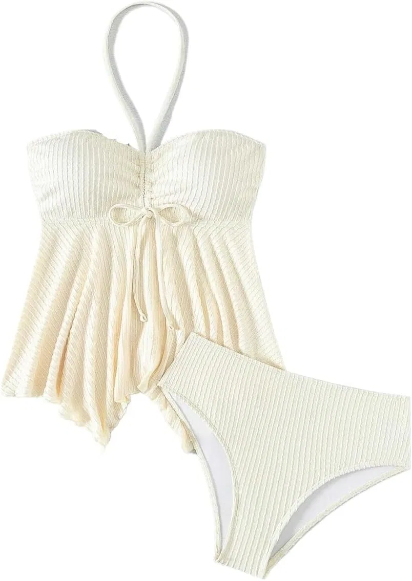 Женский бикини-комплект с завязками на спине Halter, Beige