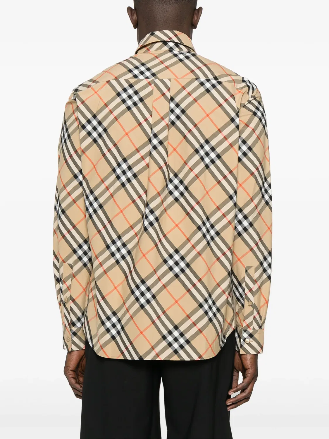 Рубашка с клетчатым узором песочного цвета Burberry, песочный — фото 3