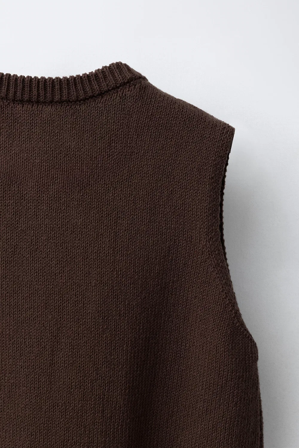 Вязаный жилет на пуговицах ZARA, Brown — фото 4