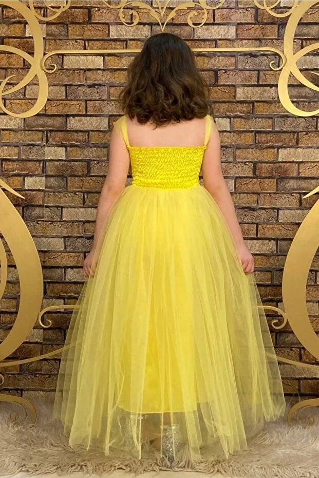 Детское платье для девочек с пайетками Abiyekids, Yellow — фото 2