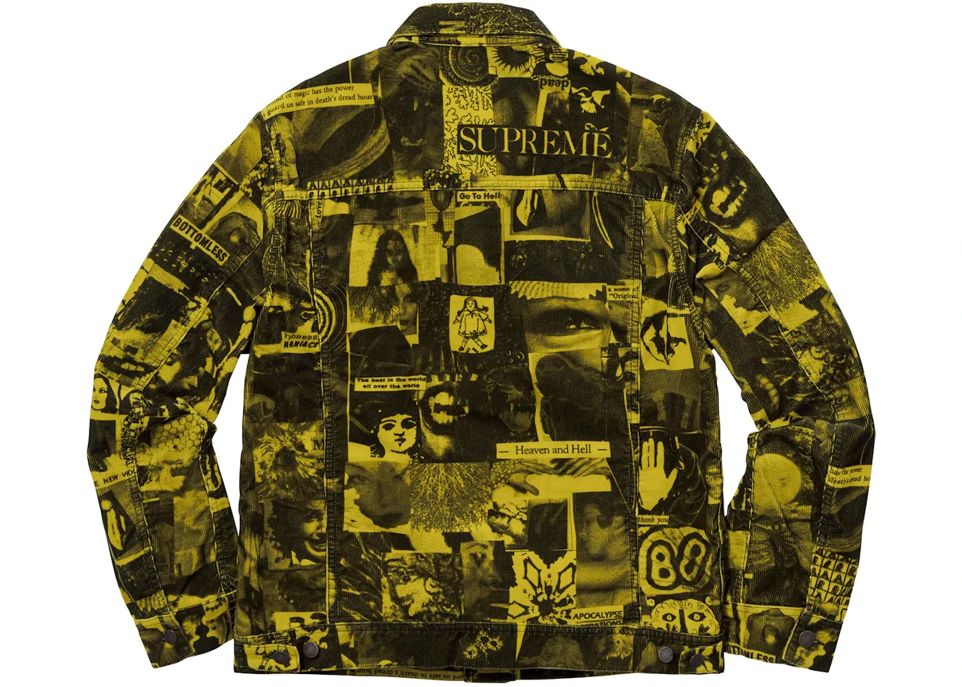 Мужской джинсовый куртка-тракер с принтом Supreme Vibrations Corduroy Trucker Jacket, желтый — фото 2
