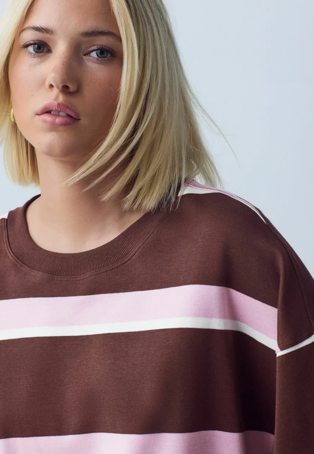 Футболка с круглым вырезом свободного кроя и принтом Next, Brown Pink Stripe — фото 3