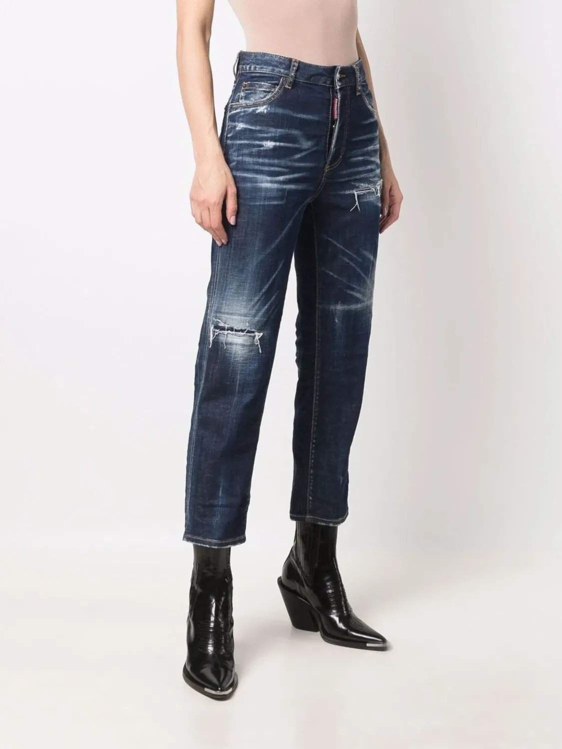 Джинсы прямого кроя с эффектом потертости DSQUARED2, синий — фото 2