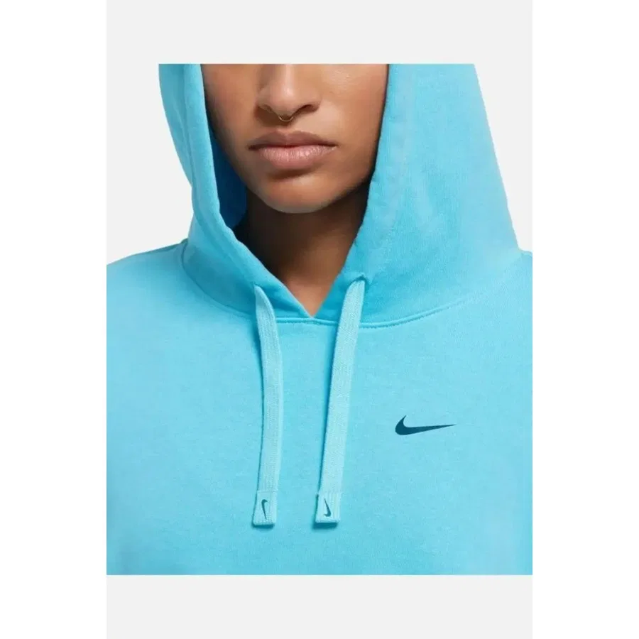 Женский спортивный свитшот с капюшоном, оверсайз, Dri-FIT, Nike, Синий — фото 3