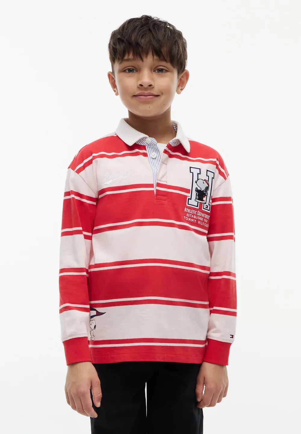 Футболка-Поло Peanuts для регби, унисекс - поло-рубашка Tommy Hilfiger, Red Glare Whimsey Pink Stripes — фото 3