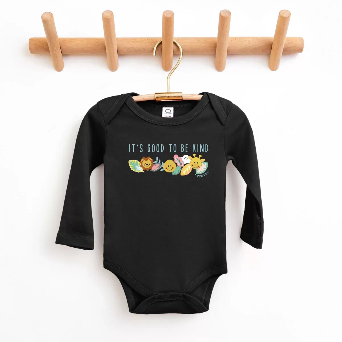 Детский боди с длинным рукавом Mini Smiley It's Good To Be Kind Lumi The Juniper Shop, Black — фото 2
