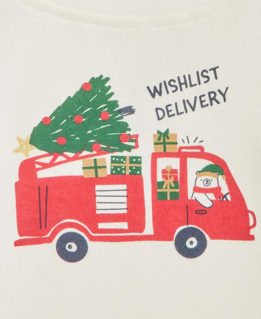Детская футболка с длинным рукавом с принтом Special Delivery Firetruck First Impressions, Delicate Ivory — фото 2