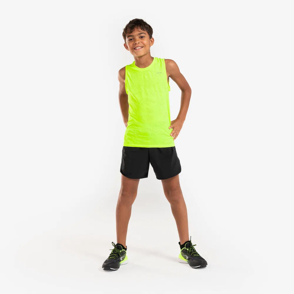 Детские шорты с логотипом DECATHLON, Черный/Неоново-Желтый — фото 4