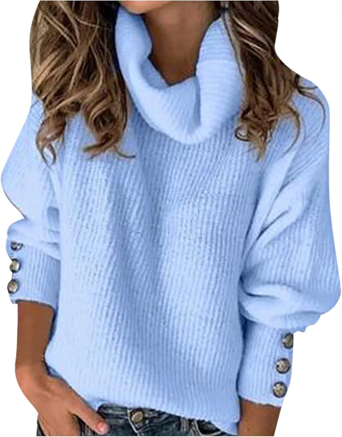 Женский свитер с высоким воротником Oversized Trendy, 02blue
