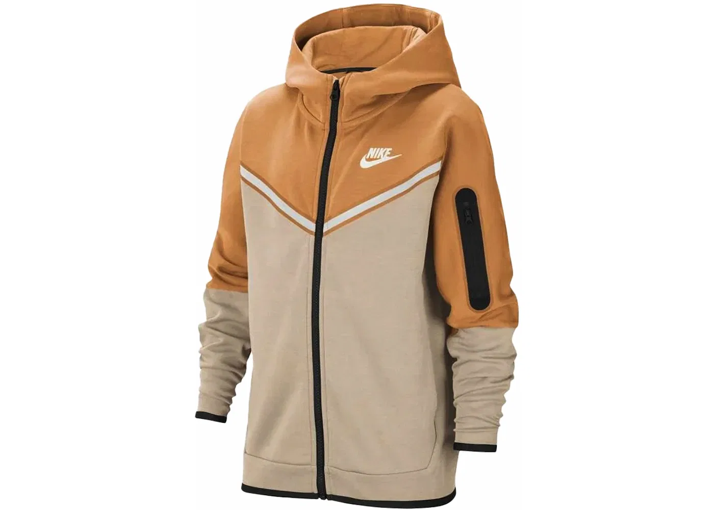 Детская худи на молнии Nike Sportswear Kids Tech Fleece, Yellow/Grey