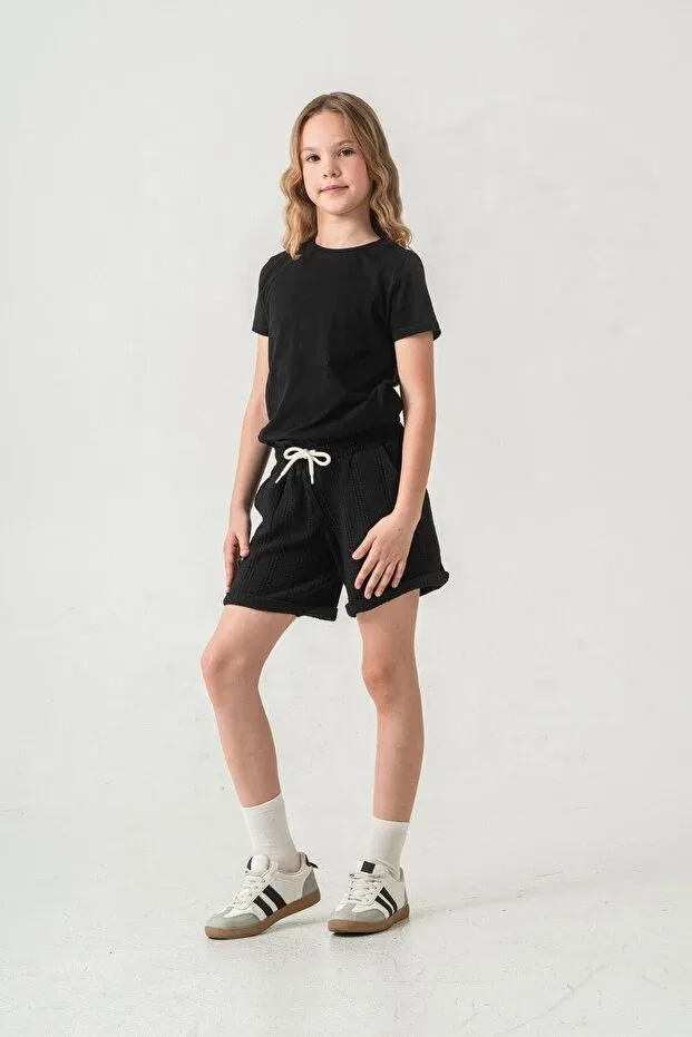 Детские шорты для девочек с широкой штаниной Mışıl Kids, Black — фото 3