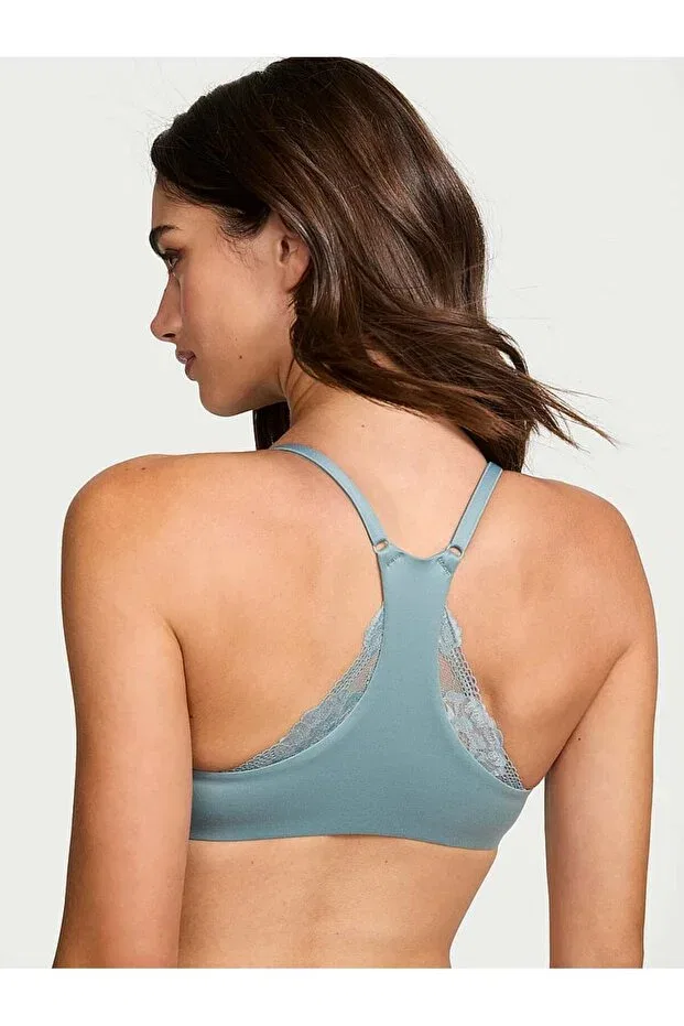 Женский бюстгальтер кружевной с бретелью-спагетти Perfect Shape Lace Racerback Gathering Bra Victoria'S Secret, Jupiter Blue — фото 2