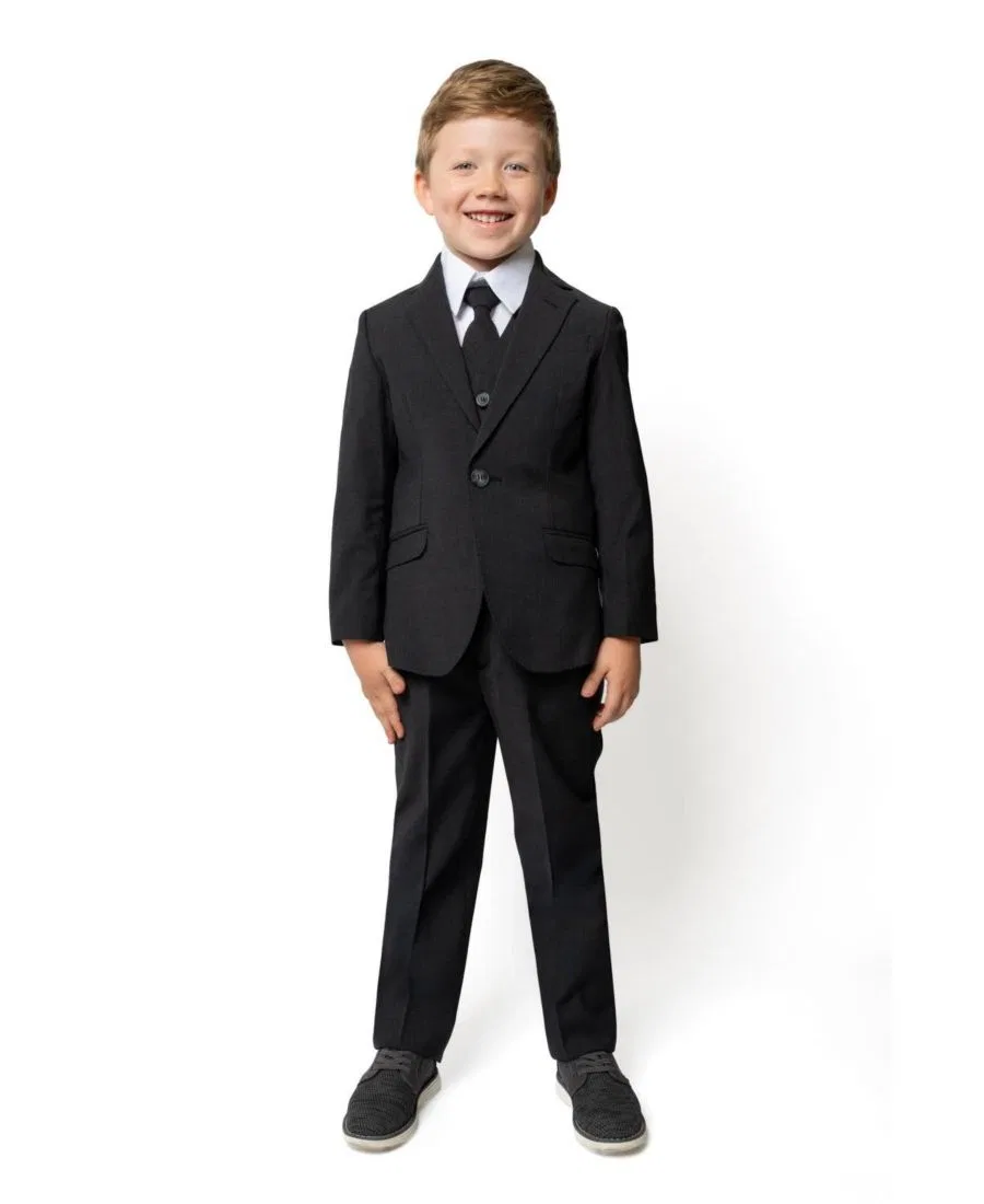 Костюм-пятерка для мальчика Slim Fit из шерстяной смеси Luxor Peanut Butter Collection, Kem Charcoal