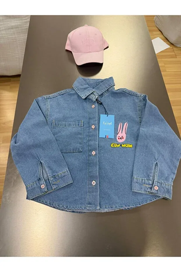 Детская рубашка для мальчиков с длинным рукавом La'Ciel paris bow-wow denim shirt Elefantejr, Blue — фото 3