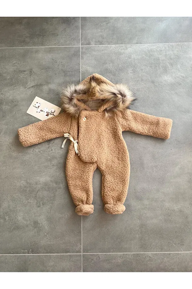 Детский комбинезон из плюша с коротким рукавом Nipperland, Brown