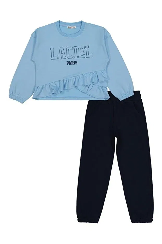 Детский комплект спортивного костюма для девочек с принтом Laciel Civil Girls, Blue — фото 2
