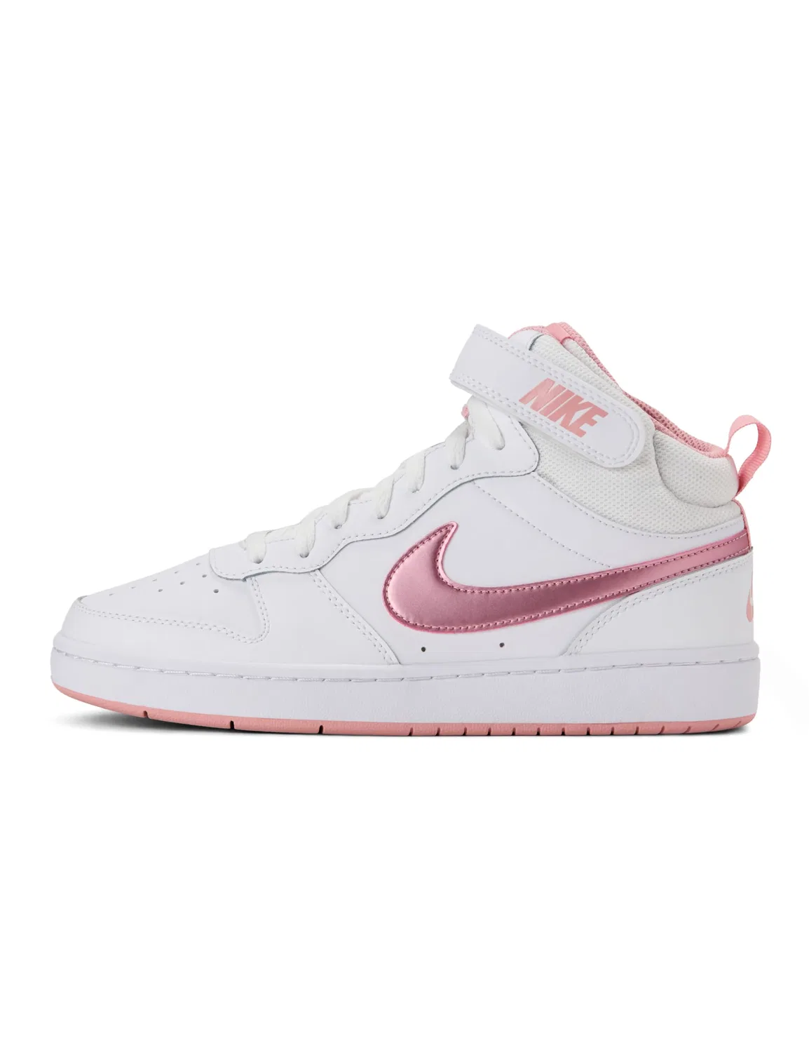 Детские кроссовки для мальчиков с кожаным верхом NIKE Court Borough Mid 2 NIKE, White Pink Glaze