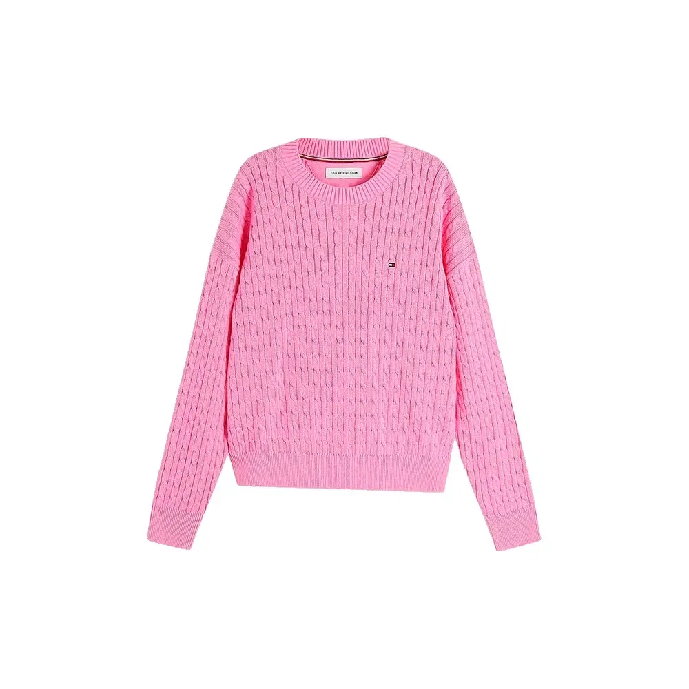 Детский свитер для девочек с узором Cable Knit Tommy hilfiger, Pink — фото 3