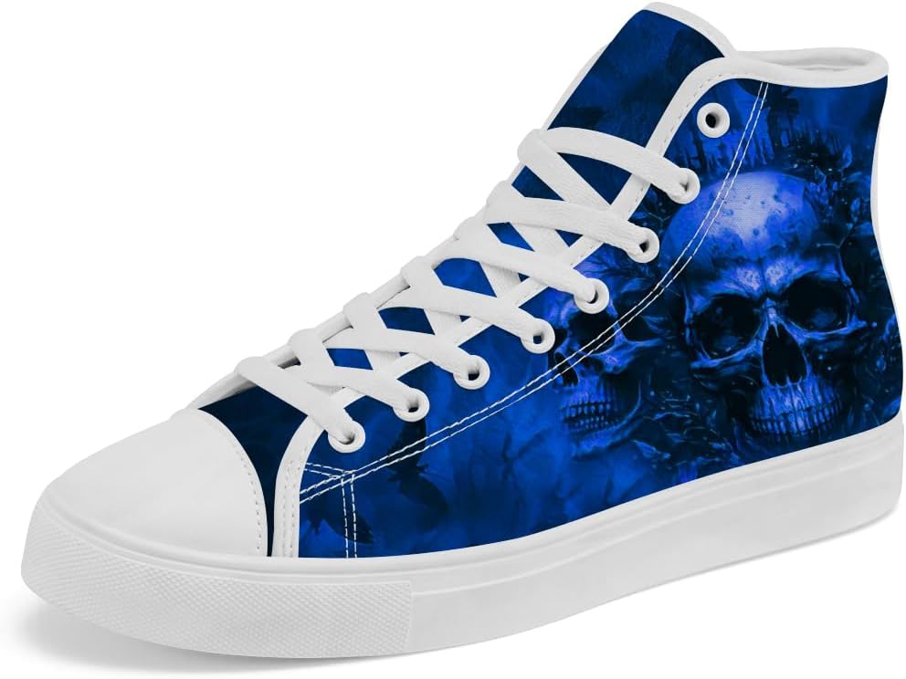 

Кеды на высокой подошве с черепом из холщовой ткани, готические с бабочкой, на шнуровке, повседневная обувь для женщин и мужчин Chebing, синий