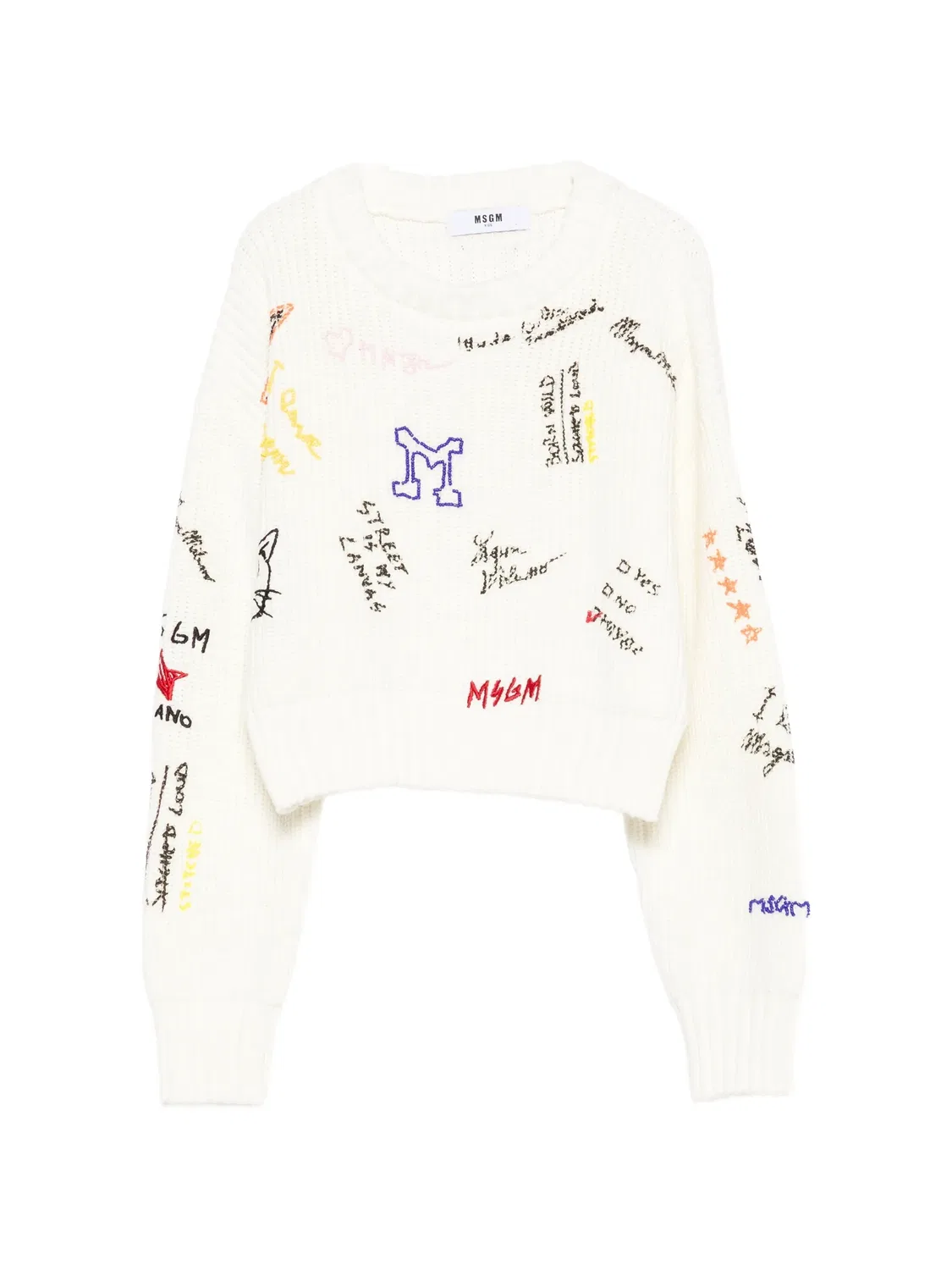 Укороченный джемпер из хлопка MSGM, белый