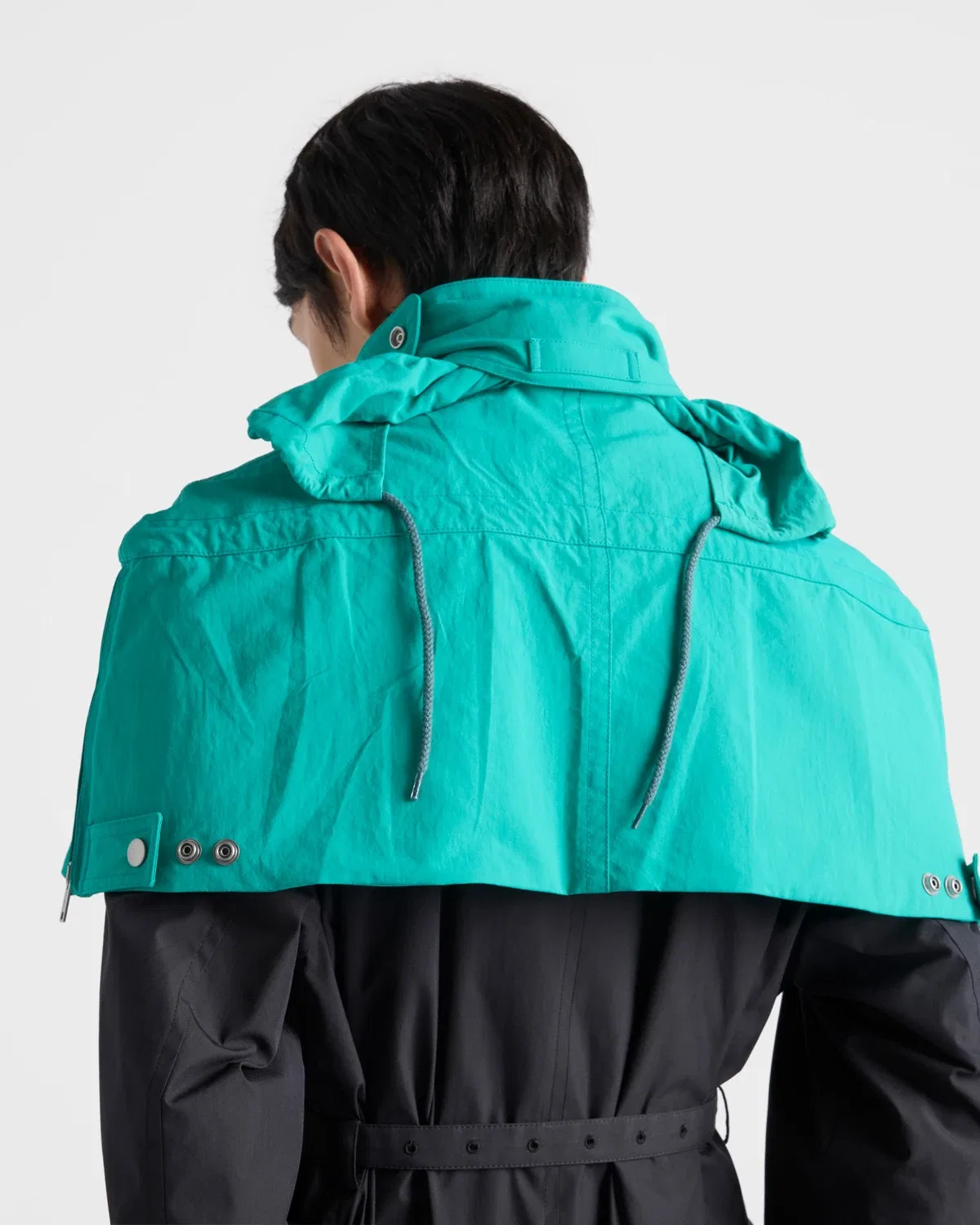 Куртка из технической ткани с капюшоном Prada, бирюзовый — фото 4